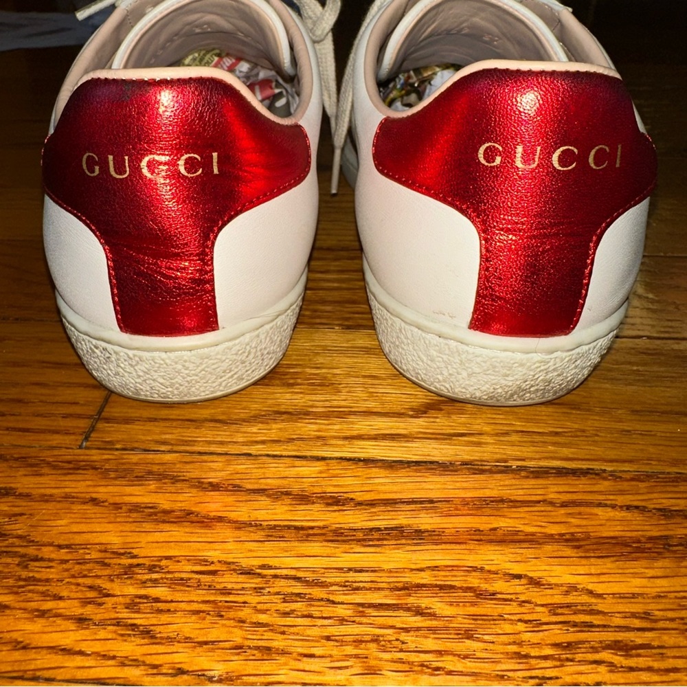 GUCCI Ace Stripe Ivory Sneakers White Red Black Leather Women’s size EU 37 - Picture 7 of 13